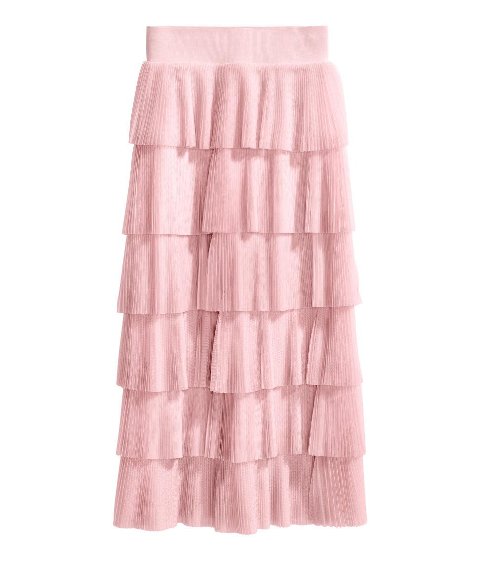 h&m pink pleated skirt